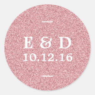 Modern Rose Gold Glitter Chic Wedding Favour Classic Round Sticker