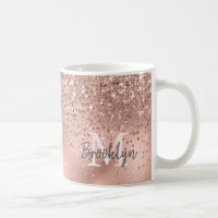 Modern Rose Gold Glitter Confetti Monogrammed