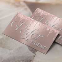 Modern Rose Gold Glitter Drips Beauty Salon Spa