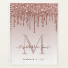 Modern Rose Gold Glitter Drips Elegant Monogram