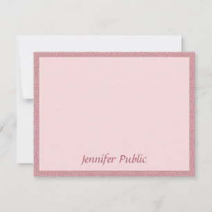 Modern Rose Gold Glitter Handwritten Script Chic Card