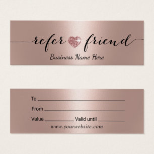 Modern Rose Gold Glitter Heart Salon Spa Gift Card