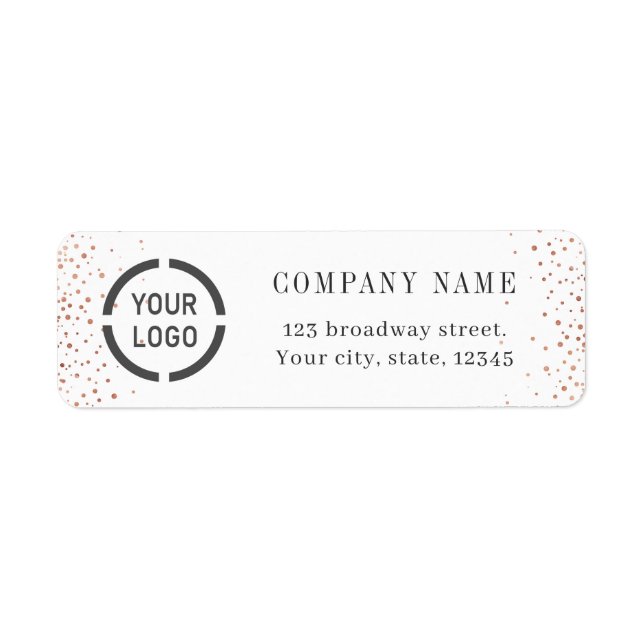 Modern rose gold glitter logo return address label (Front)