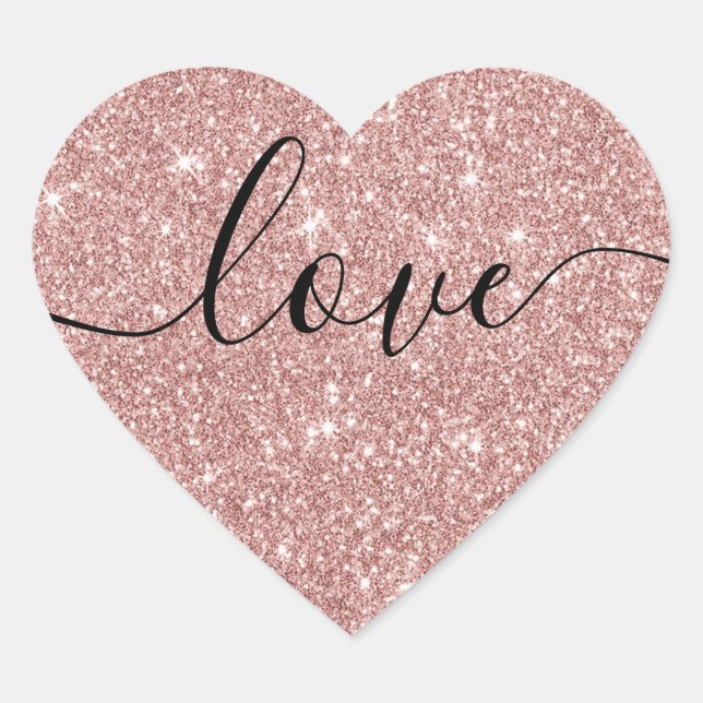 Modern Rose Gold Glitter Love Script Wedding Seal (Front)