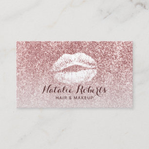 Modern Rose Gold Glitter Makeup Artist Hair Salon Business Card