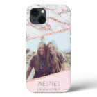 Modern rose gold glitter marble blush names photo