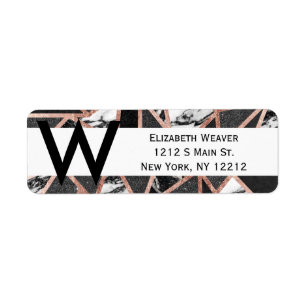 Modern Rose Gold Glitter Marble Geometric Triangle