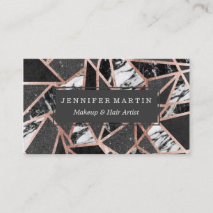 Modern Rose Gold Glitter Marble Geometric Triangle Business Card