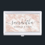 Modern rose gold glitter marble makeup hair business card holder<br><div class="desc">Modern rose gold glitter white marble makeup hair</div>