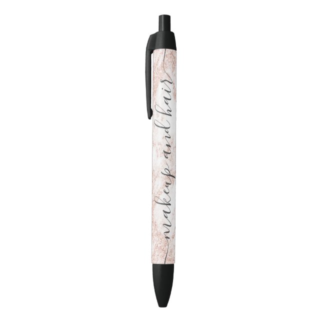 Modern rose gold glitter marble ombre makeup black ink pen (Top (Vertical))