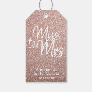 Modern Rose Gold Glitter Miss to Mrs Bridal Shower Gift Tags