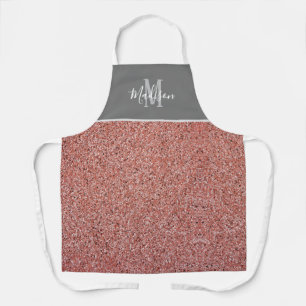 Modern Rose Gold Glitter Monogram Personalized Apron