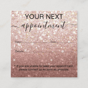 Modern Rose Gold Glitter Ombre Professional Appointment Card