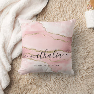 Modern Rose Gold Glitter Personalized  Throw Pillow