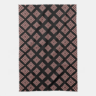 Modern Rose Gold Glitter Rhomboid Pattern Kitchen Towel