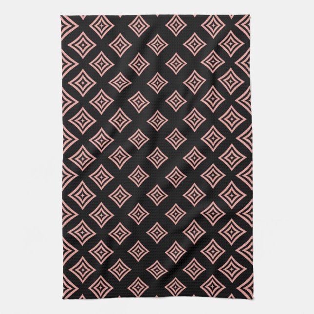 Modern Rose Gold Glitter Rhomboid Pattern Kitchen Towel (Vertical)