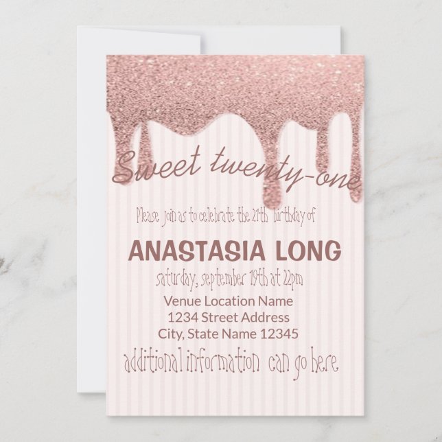 Modern Rose Gold Glitter  Save The Date (Front)