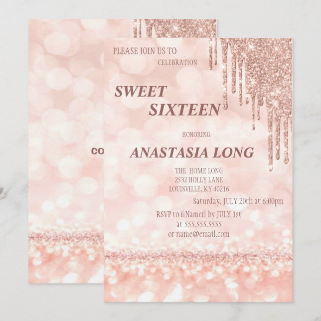 Modern Rose Gold Glitter   Save The Date (Front/Back)