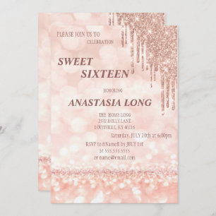 Modern Rose Gold Glitter   Save The Date