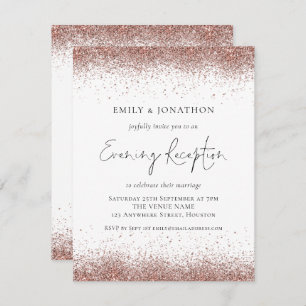 Modern Rose Gold Glitter Wedding Reception Invitation