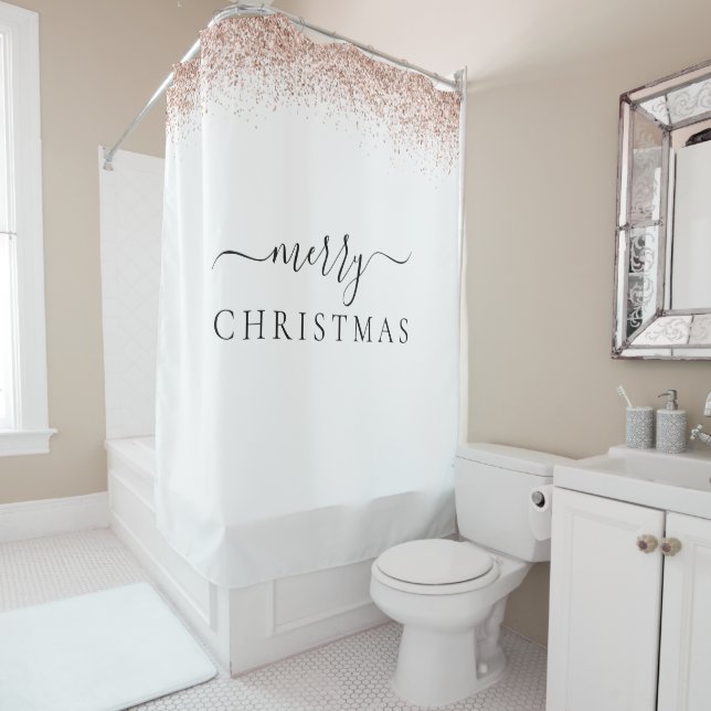 Modern Rose Gold Glitter White Merry Christmas (In Situ)