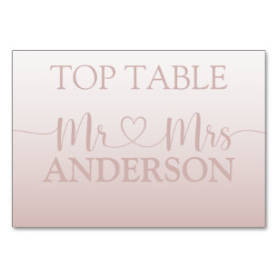 Modern Rose Gold Gradient Wedding Top Table Table Number