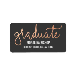 Modern Rose Gold Graduate Typography Label