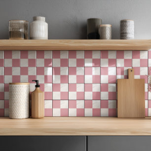 Modern Rose Gold Grey Marble Geometric Chequered Tile