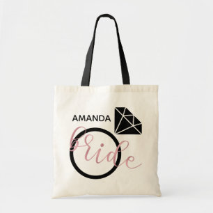 Modern Rose Gold Hand-Written Bride Script Tote Bag