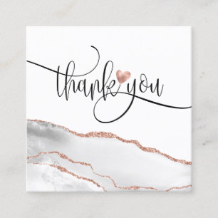 modern rose gold heart thank you for your order square business card