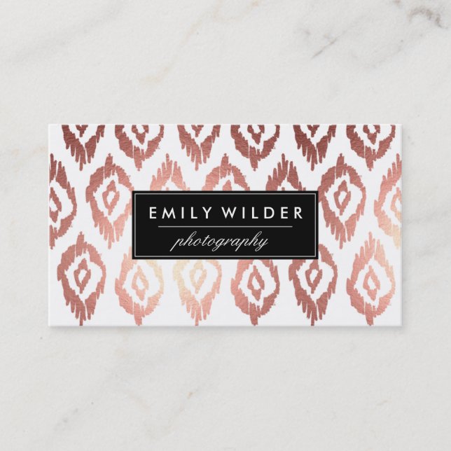 Modern Rose Gold Ikat | Business Card (Front)