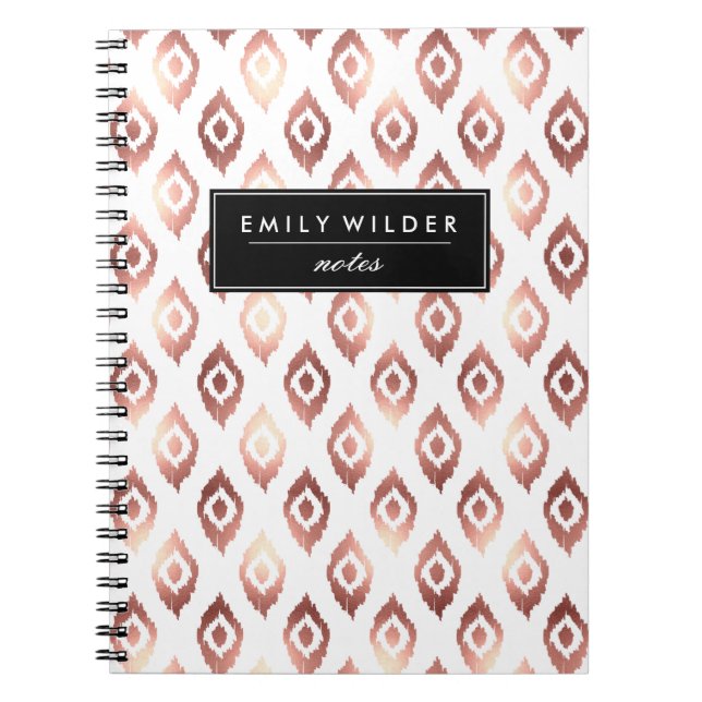 Modern Rose Gold Ikat | Notebook (Front)