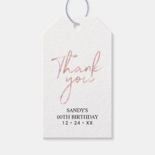 Modern Rose Gold Lettering Party Favour Thank you Gift Tags