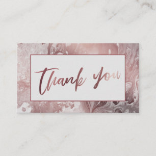Modern Rose Gold & Light Grey Marbled Thank You Enclosure Card