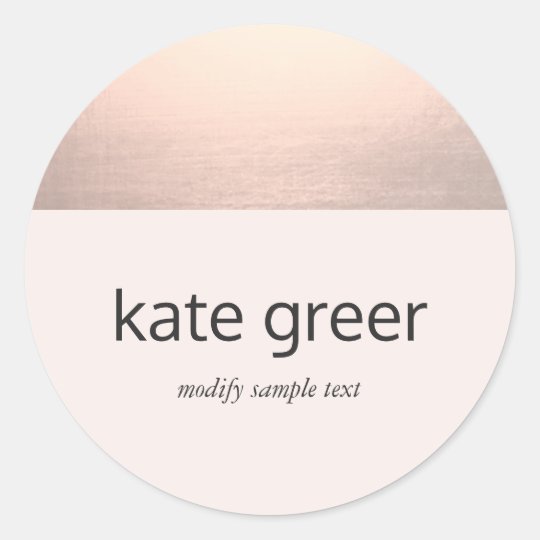 Modern Rose Gold Light Pink Classic Round Sticker