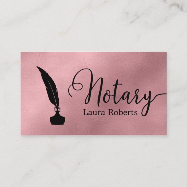 Modern Rose Gold Loan Signing Agent Business Card (Front)