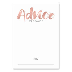 Modern Rose Gold Love Wedding Advice Card