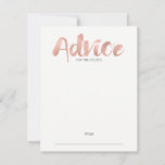 Modern Rose Gold Love Wedding Advice Card<br><div class="desc">A faux simulated rose gold foil typography design. Personalize the custom text above. You can find additional coordinating items in our "Modern Rose Gold Love Wedding" collection.</div>