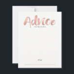 Modern Rose Gold Love Wedding Advice Card<br><div class="desc">A faux simulated rose gold foil typography design. Personalize the custom text above. You can find additional coordinating items in our "Modern Rose Gold Love Wedding" collection.</div>