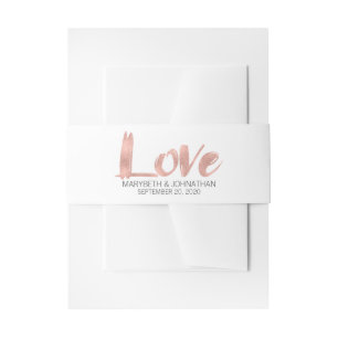 Modern Rose Gold Love Wedding Belly Band Invitation Belly Band