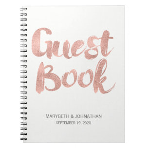 Modern Rose Gold Love Wedding Guest Book Notebook