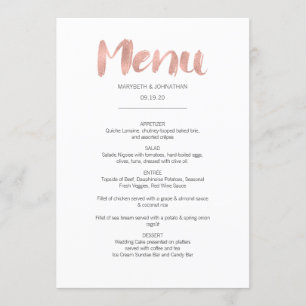 Modern Rose Gold Love Wedding Menu Card