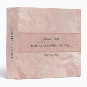 Modern Rose gold mable bridal shower recipe Binder