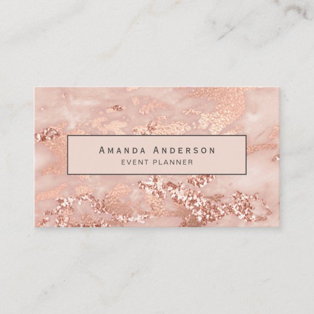 Modern Rose Gold Marble Business Card (Front)