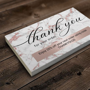 Modern Rose Gold Marble Business Thank You Card
