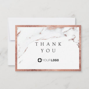 Modern rose gold marble luxe business thank you card