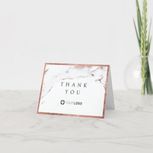 Modern rose gold marble luxe business thank you card