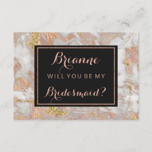 Modern Rose Gold Marble Will You Be My Bridesmaid Invitation