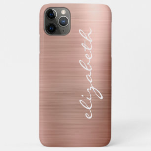 Modern Rose Gold Metallic Personalized Script iPhone 11 Pro Max Case