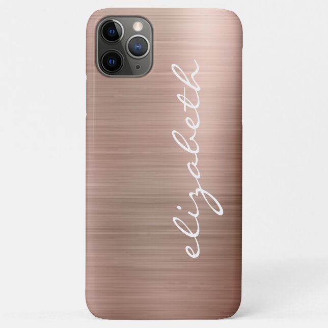 Modern Rose Gold Metallic Personalized Script Case-Mate iPhone Case (Back)